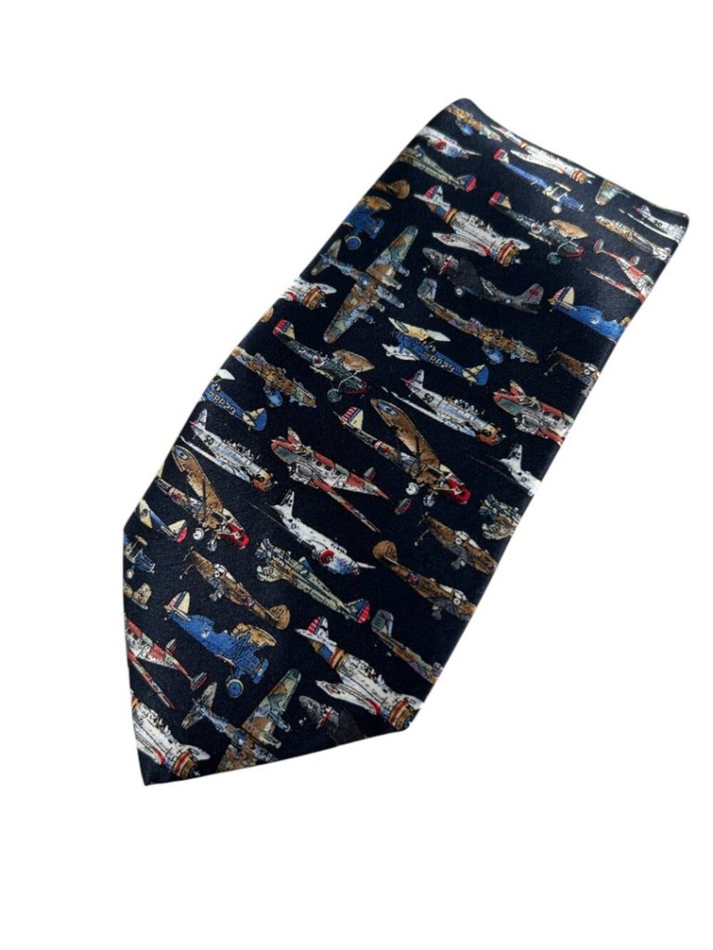 Museum Artifacts World War II Airplanes Tie Aviation Silk Necktie Blue